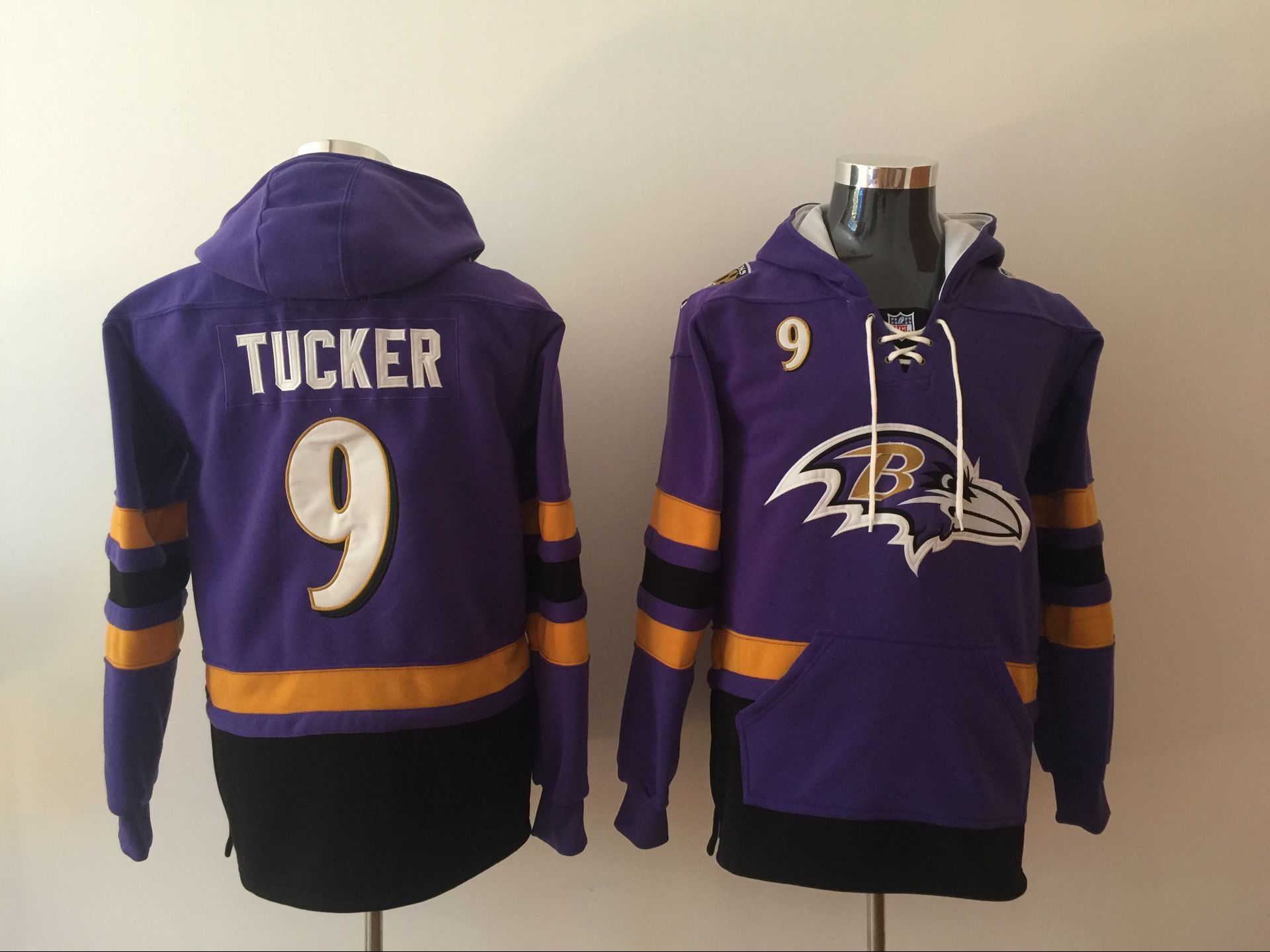Men NFL Nike Baltimore Ravens 9 Tucker Purple Sweatshirts